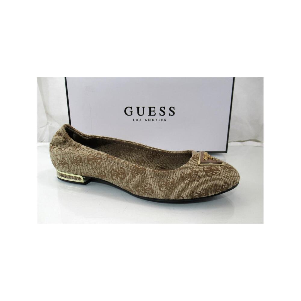 Guess Miffy Elasticized Back Logo Ballet Flat Shoes Medium Brown  Size 7